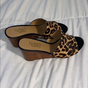 Franco Sarto Wedge Sandal— Real Fur Dyed H…